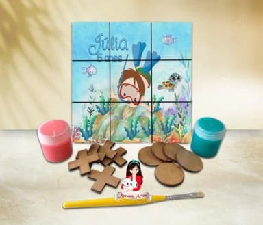 Jogo da Velha com Tinta Personalizado Fundo do Mar