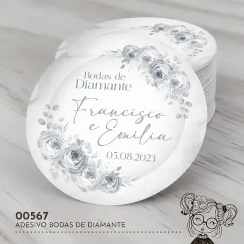 Adesivo Redondo Bodas de Diamante - 00567
