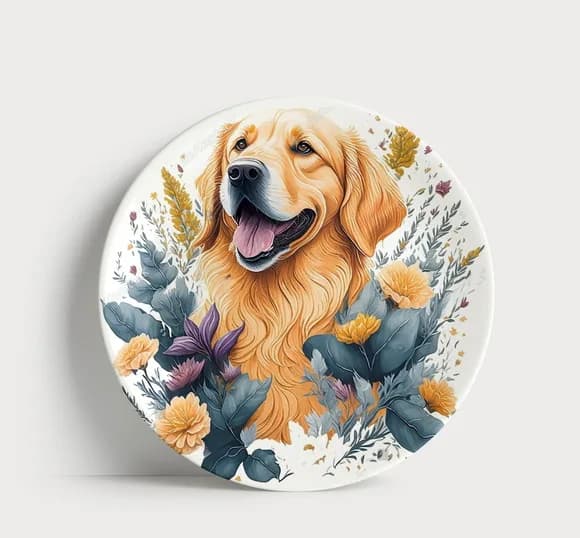 Prato de Porcelana Golden Retriever