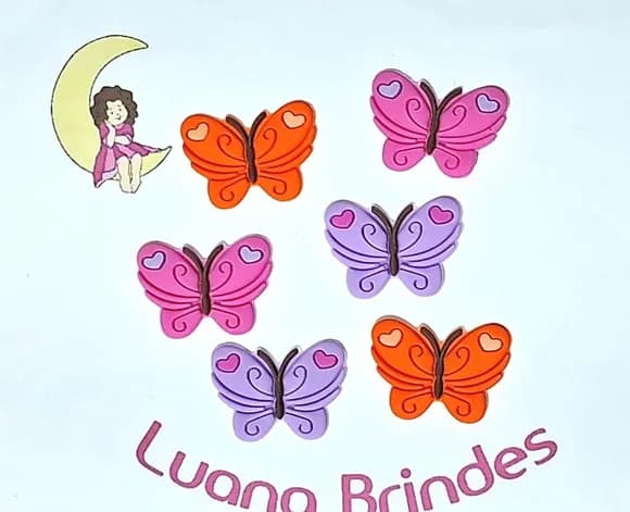 Aplique Borboleta Emborrachado Pacote com 6 Unidades