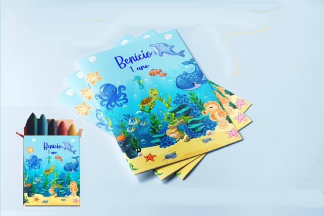 Revista para colorir  com Giz de cera Fundo do Mar