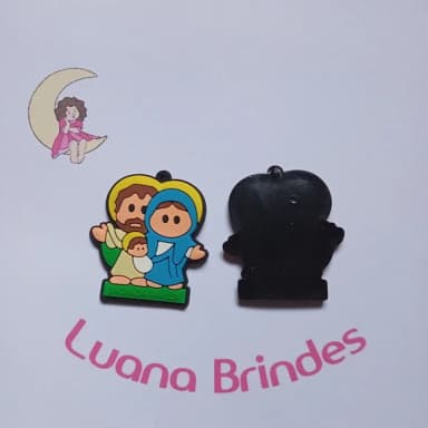 Pingente Sagrada Familia de Borracha 5,2cm Pct 5 Unidades