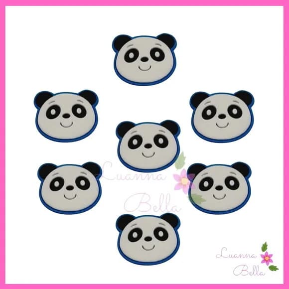 Aplique Emborrachado Modelo Panda - Pcts c/7unds