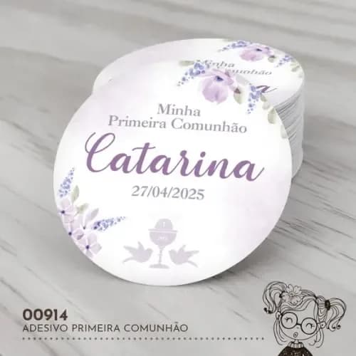 Adesivo Redondo Primeira Comunhão - 00914