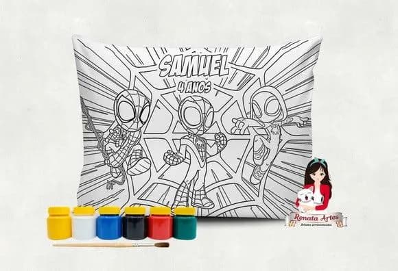 Almofada com Tinta para Colorir Spidey