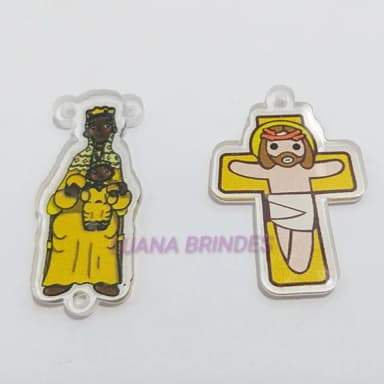 Kit Terço Crucifixo e Senhora Montserrat Acrilico 2 Kits