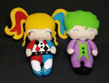 Casal Arlequina e Coringa baby feltro