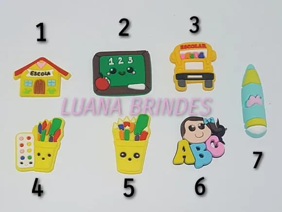 Apliques Emborrachados Variados - Escola - pct c/ 7 unidade