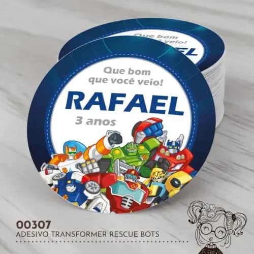 Adesivo Redondo Transformers Rescue Bots - 00307