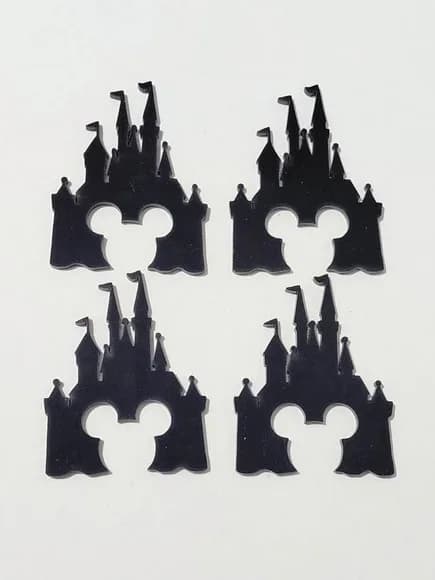 Aplique Castelo Mickey Acrilico Preto 5cm Pacote C/5 Unidade