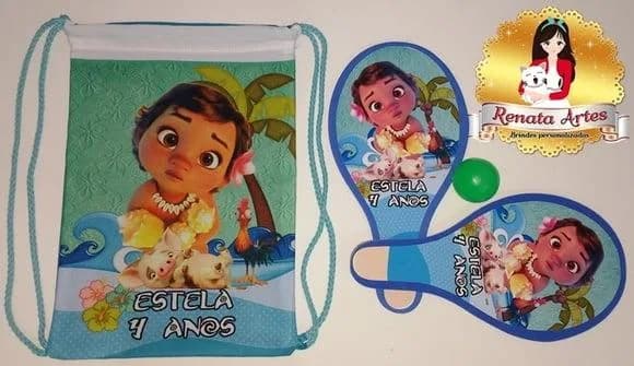 Mochila Ping Pong Personalizada Tema Moana Baby