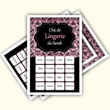 Bingo Chá de Lingerie PDF Para Imprimir
