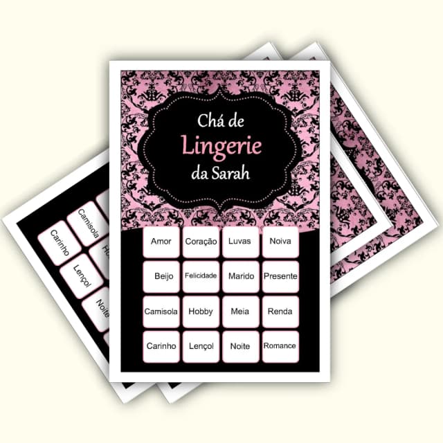 Bingo Chá de Lingerie PDF Para Imprimir