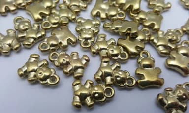 Pingente Ursinho de Abs Dourado de 1,5cm - 25 Unidades
