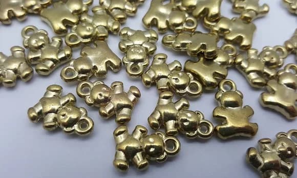 Pingente Ursinho de Abs Dourado de 1,5cm - 25 Unidades