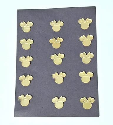 Mini Apliques Minnie Acrílico Espelhado Dourado - 2 Cartela