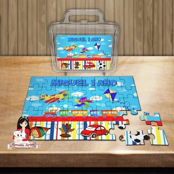 Quebra Cabeça Personalizado na Maleta Brinquedos Antigos