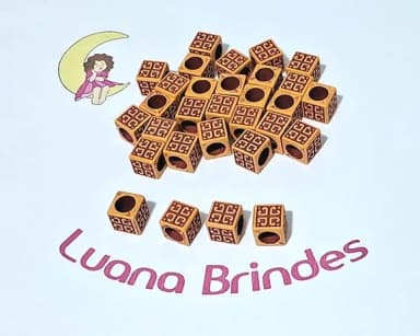 Cubo Desenhado Acrílico Marrom 12mm Pacote com 30 Unidades