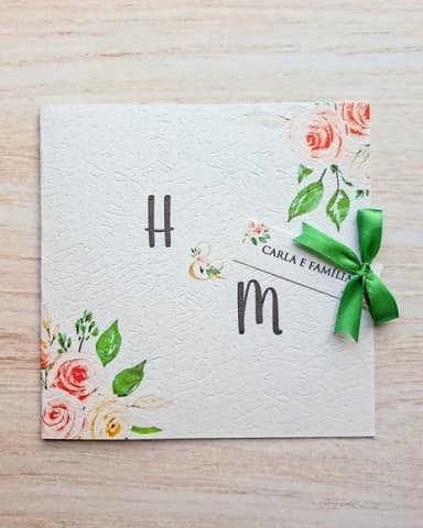 Convite de Casamento Quadrado Floral