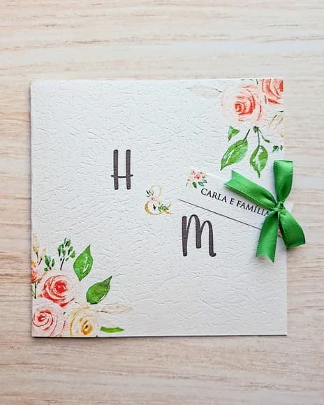 Convite de Casamento Quadrado Floral