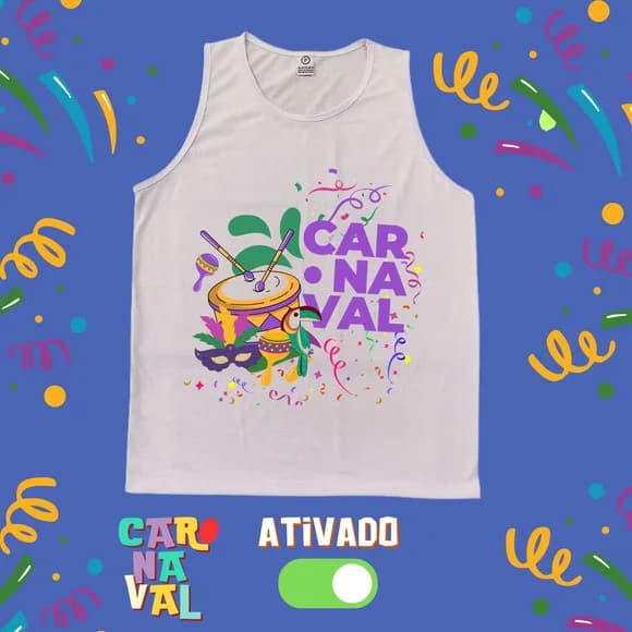 Regata Masculina Carnaval Ativado Instrumentos e Tucano