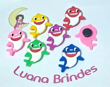 Pins de Crocs Baby Shark Emborrachado Pacote com 6 Unidades