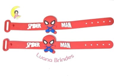 Pulseira Homem Aranha Emborrachada 19cm Pacote C/4 Unidades