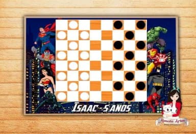 Jogo de Damas Personalizado Super Heróis