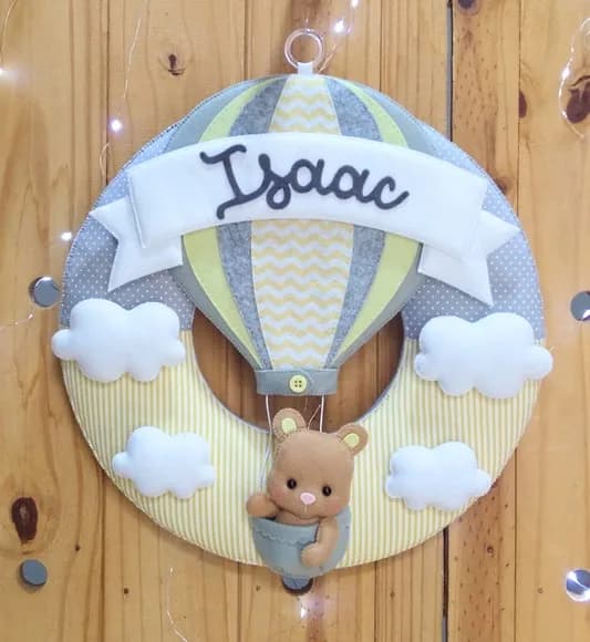 Enfeite Porta Maternidade Urso Feltro