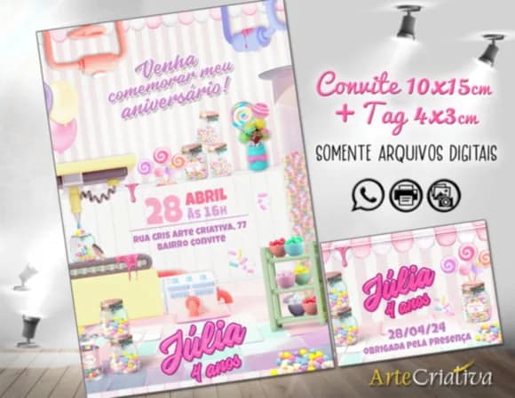 Convite Digital C/tag Fábrica de Doces
