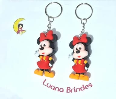 Chaveiro Minnie Emborrachados Pacote com 2 Unidades