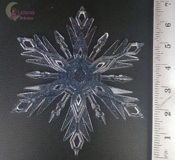 Floco de Neve com Glitter de Acrílico - 7cm - pct c/8 unid