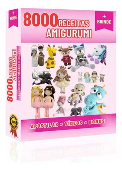 Mais de 8000 Projetos Amigurumi com Videos e Apostilas