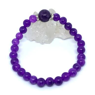 Pulseira Japamala 27 Contas Ametistas e Strass