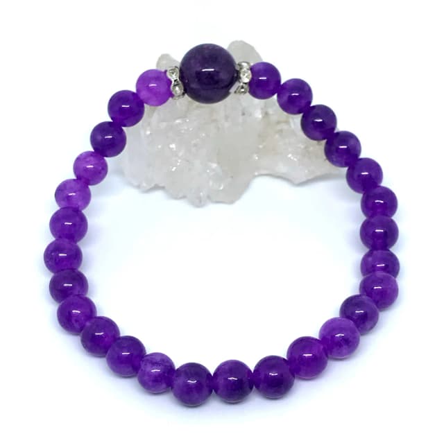 Pulseira Japamala 27 Contas Ametistas e Strass