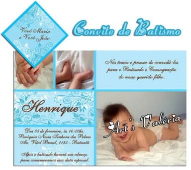 Convite de Batismo Personizado - 10x15
