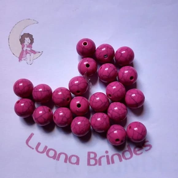 Bola Resina Pink Mesclada Leitosa 12mm 50 Unidades