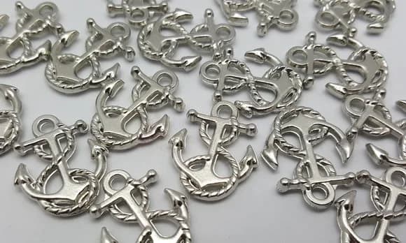Pingentes Âncora de Metal Prateado 2,3cm Pct 15 Unidades