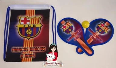 Mochila Ping Pong Personalizada Tema Futebol Barelona Azul