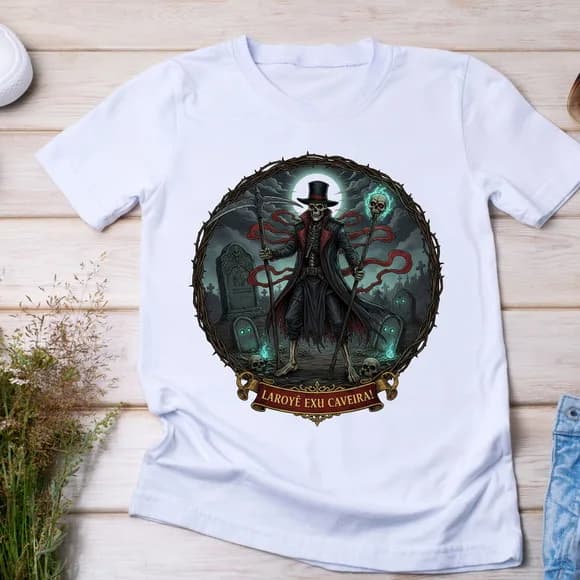 Camiseta Exu Caveira Laroyê! Guardião da Calunga Umbanda