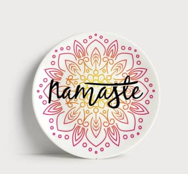 Prato Decorativo Namastê Mandala Floral - Porcelana 21cm