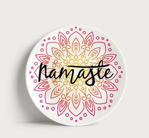 Prato Decorativo Namastê Mandala Floral - Porcelana 21cm