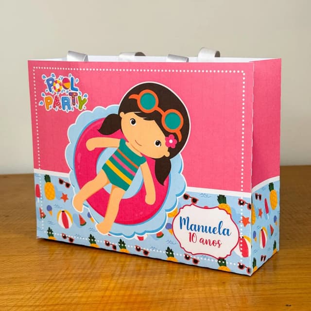 PEGUE E MONTE - Sacolinhas Personalizadas POOL PARTY MENINA - Decoração de Festa | Lembrancinhas | Aniversário | Personalizados