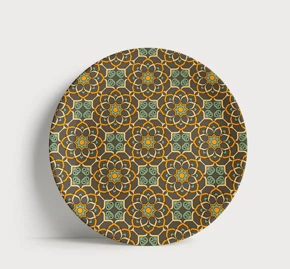 Prato Decorativo Padrão Mandala Vintage Étnico 21cm Porcelan
