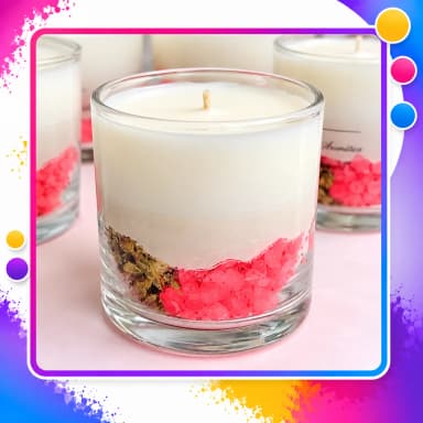 Vela Aromática Artesanal em Copo de Vidro com Flores Secas – Vela Perfumada Decorativa