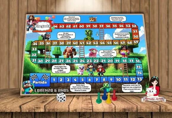 Tabuleiro Educativo Personalizado Tema Minecraft Filme