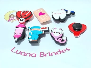 Pins de Crocs Enfermagem Emborrachado Pacote com 6 Unidades