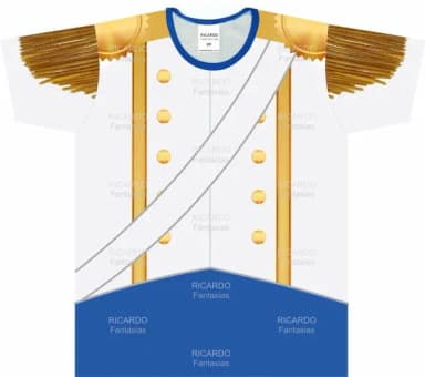 Camiseta Infantil Fantasia Príncipe de Gala Real com Dragonas