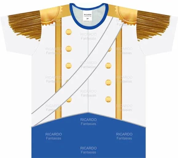 Camiseta Infantil Fantasia Príncipe de Gala Real com Dragonas