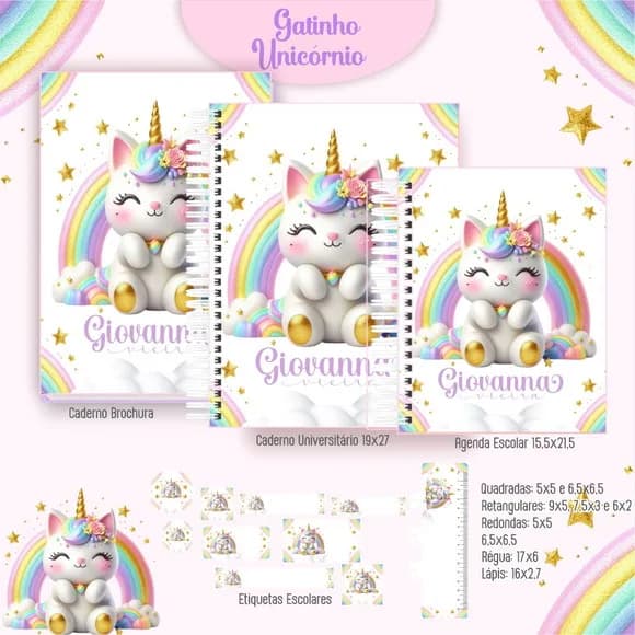 Caderno + Etiquetas + Tag Personalizada + Lápis